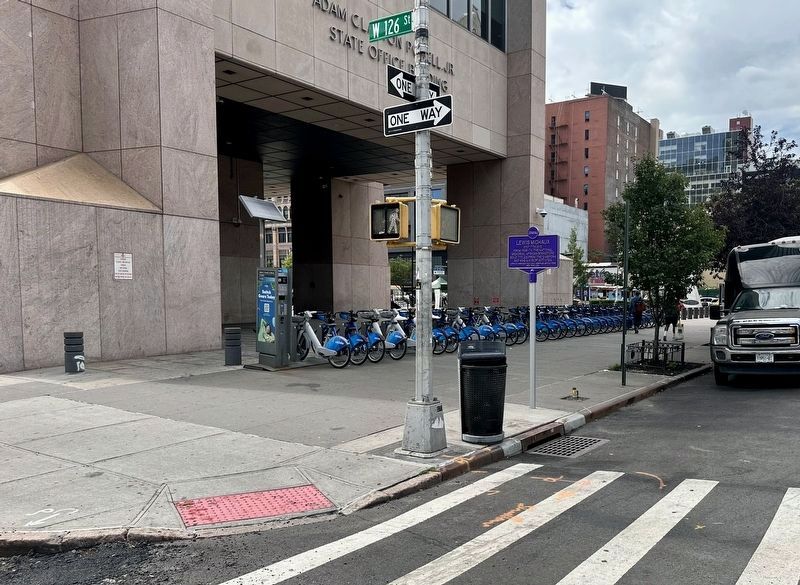 Lewis Michaux Marker - wide view image. Click for full size.