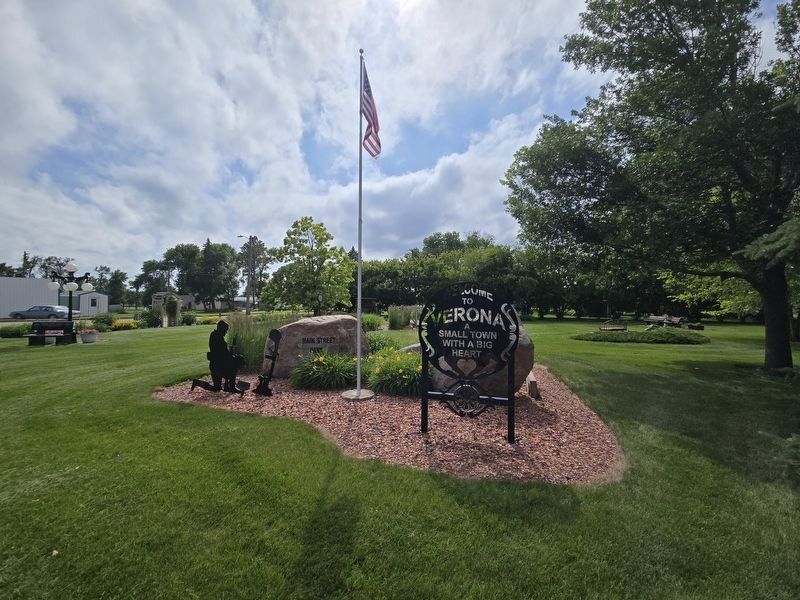Street side view of 1916 Block Marker at the planter at Verona Park. Click for full size. Street side view of 1916 Block Marker at the planter at Verona Park image. Click for full size.
