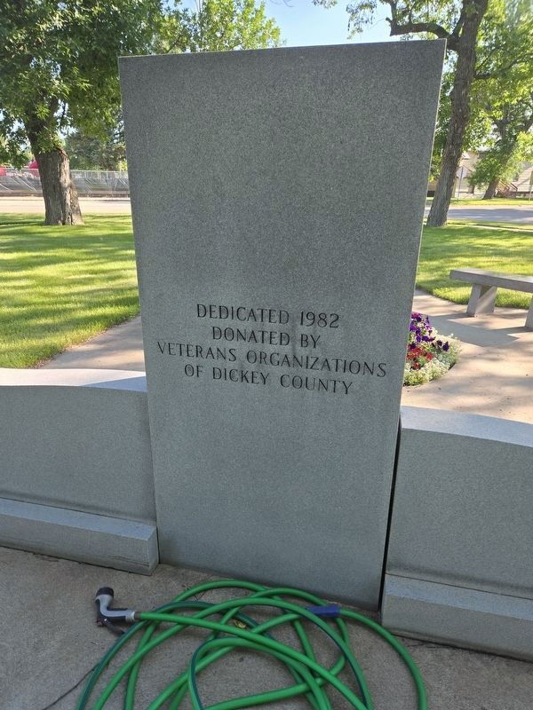 Dickey County Veterans Memorial Reverse. Click for full size. Dickey County Veterans Memorial Reverse image. Click for full size.