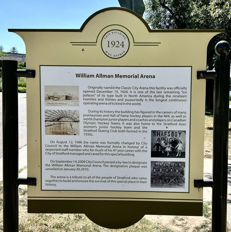 William Allman Memorial Arena Marker image. Click for full size.