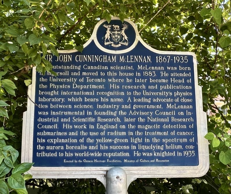 Sir John Cunningham McLennan, 1867-1935 Marker image. Click for full size.