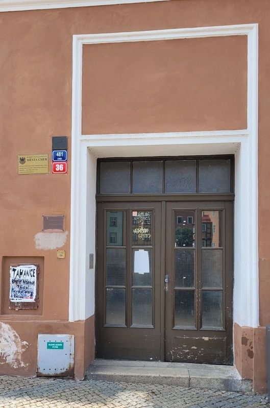 The view of the entrance to the Schlick house no. 481 and Marker. Click for full size. The view of the entrance to the Schlick house no. 481 and Marker image. Click for full size.
