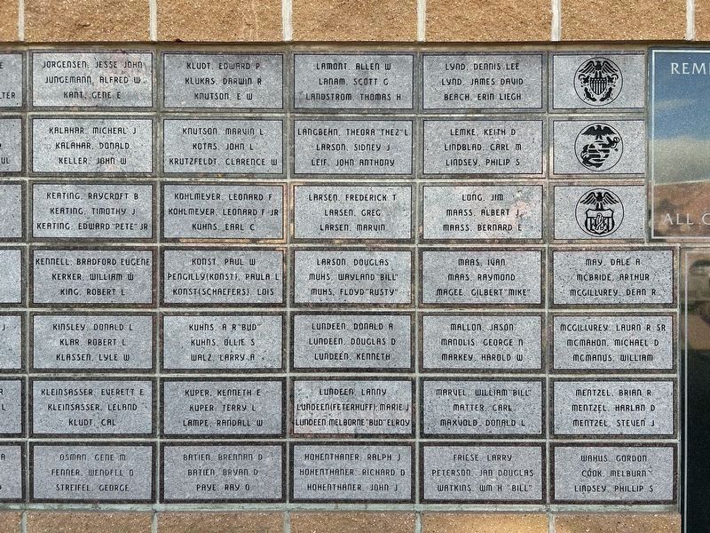 Beadle County Veterans Memorial Back Wall image. Click for full size.