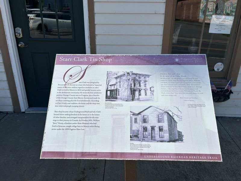 Starr Clark Tin Shop Marker. Click for full size. Starr Clark Tin Shop Marker image. Click for full size.