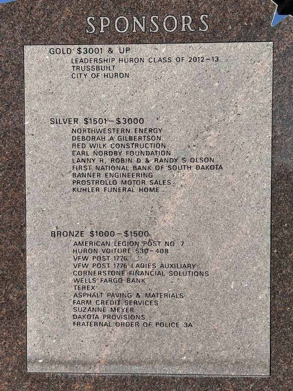 Beadle County Veterans Memorial, Right Wall 1 (Back) image. Click for full size.