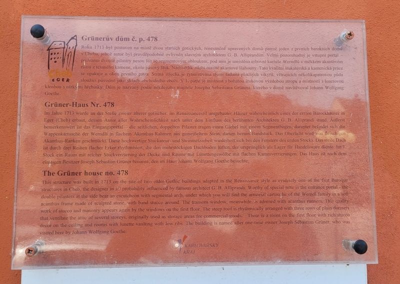Gr�nerův dům č. p. 478 / The Gr�ner house no. 478 Marker image. Click for full size.
