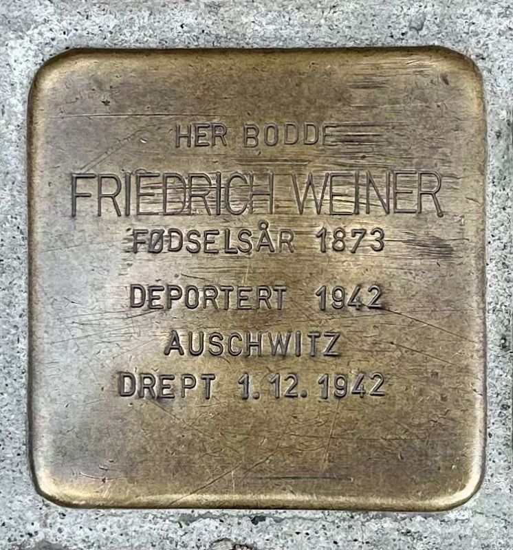 Friedrich Weiner stolperstein. Click for full size. Friedrich Weiner stolperstein image. Click for full size.