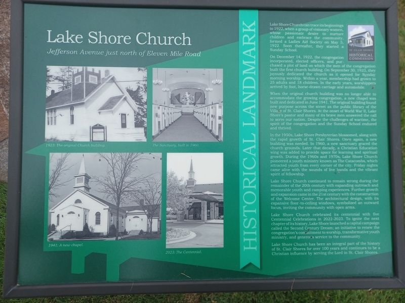 Lake Shore Church Marker image. Click for full size.