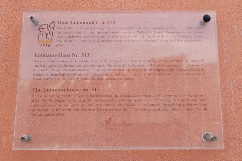 Dům Loimannů č. p. 513 / The Loimann house no. 513 Marker. Click for full size. Dům Loimannů č. p. 513 / The Loimann house no. 513 Marker image. Click for full size.