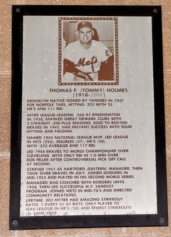 Thomas F. (Tommy) Holmes Marker. Click for full size. Thomas F. (Tommy) Holmes Marker image. Click for full size.