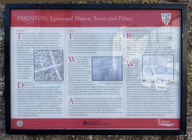 Paignton: Episcopal Manor, Town and Palace Marker image. Click for full size.