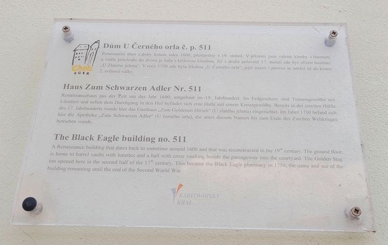 Dům U Čern�ho orla č. p. 511 / The Black Eagle building no. 511 Marker image. Click for full size.