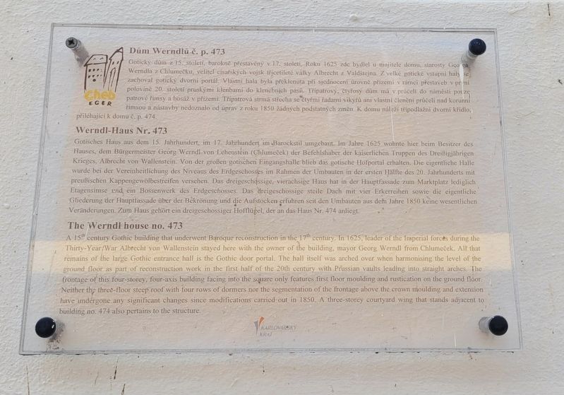Dům Werndlů č. p. 473 / The Werndl house no. 473 Marker image. Click for full size.