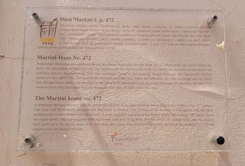 Dům Martini č. p. 472 / The Martini house no. 472 Marker image. Click for full size.
