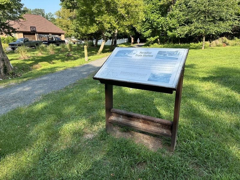 Paradise Train Station Marker - wide view image. Click for full size.