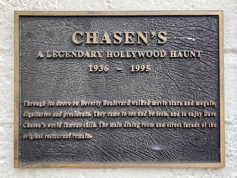 Chasen’s Marker. Click for full size. Chasen’s Marker image. Click for full size.