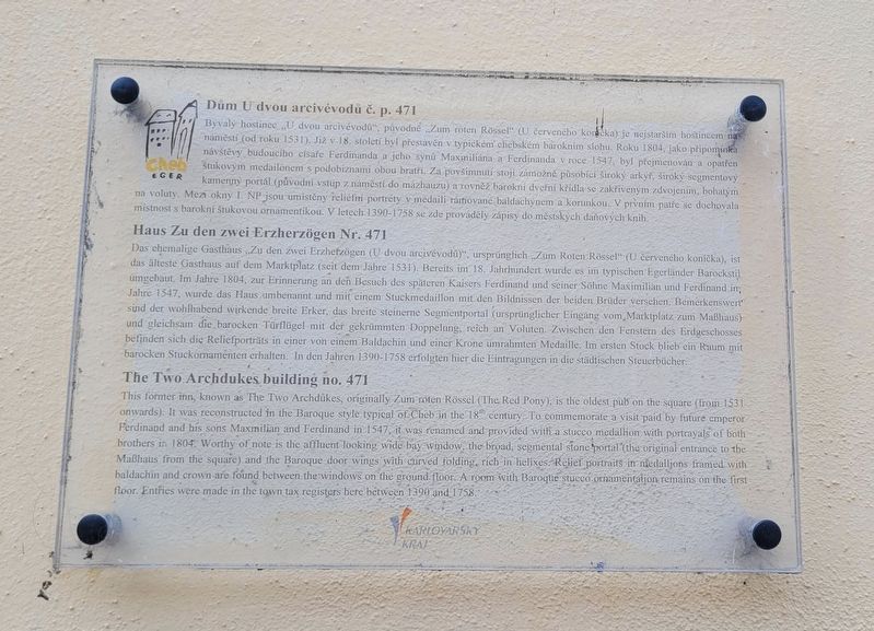 Dům U dvou arciv�vodů č. p. 471 / The Two Archdukes building no. 471 Marker image. Click for full size.