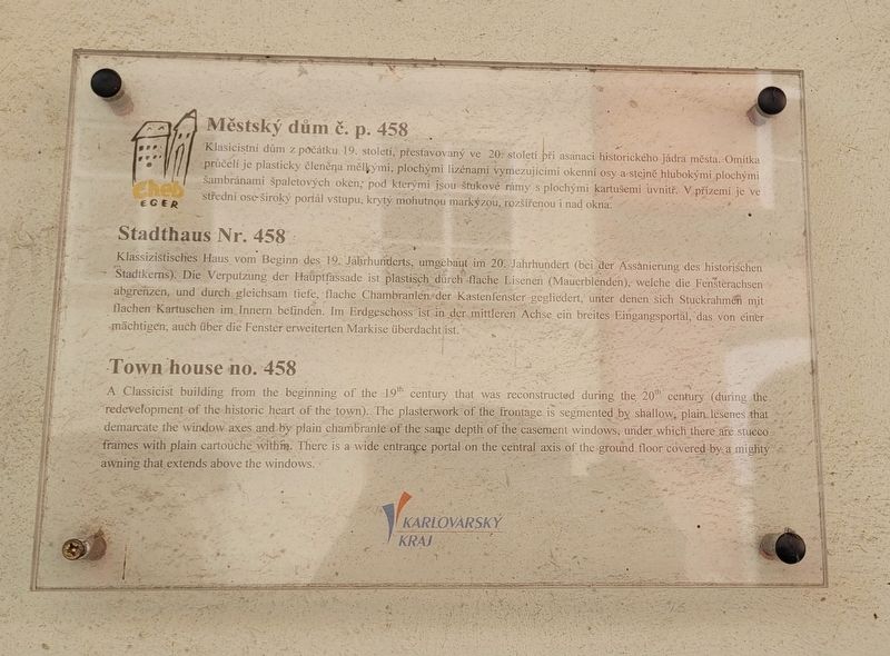 Městsk� dům č. p. 458 / Town house no. 458 Marker image. Click for full size.