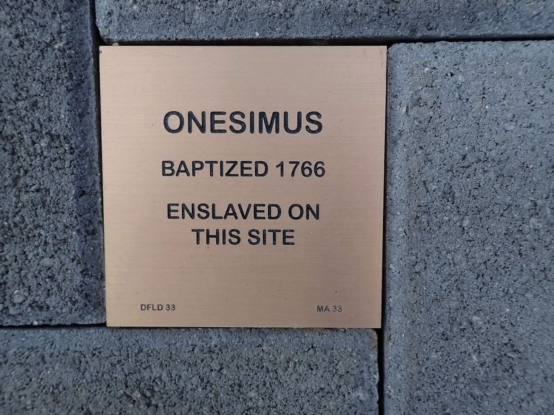 Onesimus Witness Stone image. Click for full size.