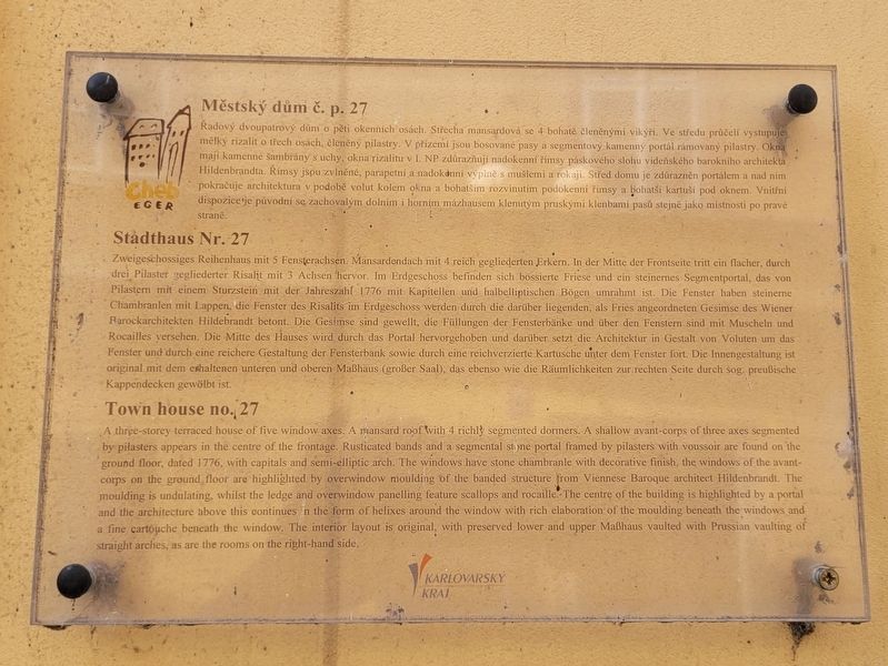 Městsk� dům č. p. 27 / Town house no. 27 Marker image. Click for full size.