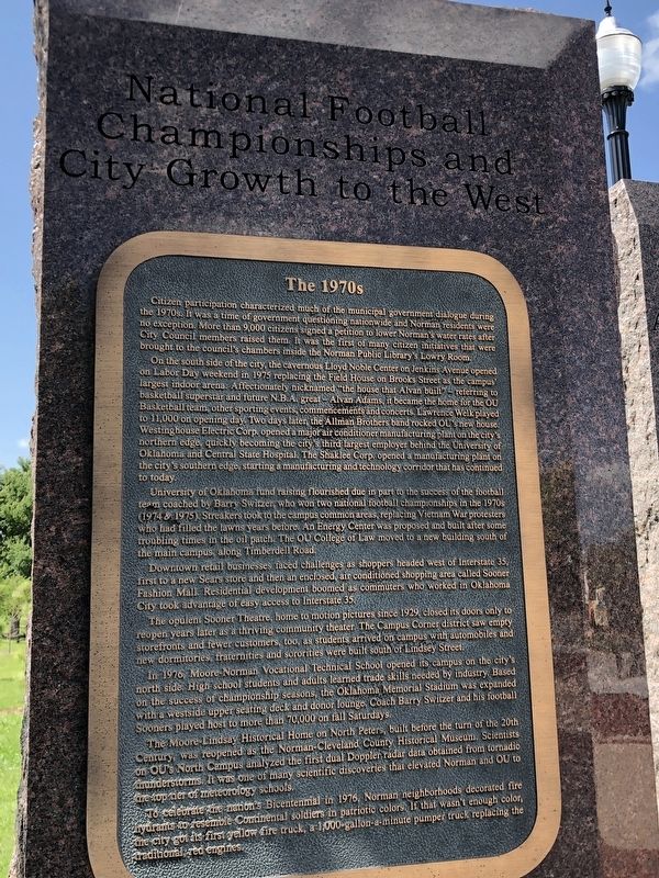National Football Championships and City Growth to the West Marker image. Click for full size.