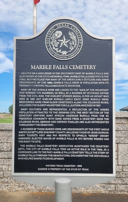 Marble Falls Cemetery Marker image. Click for full size.