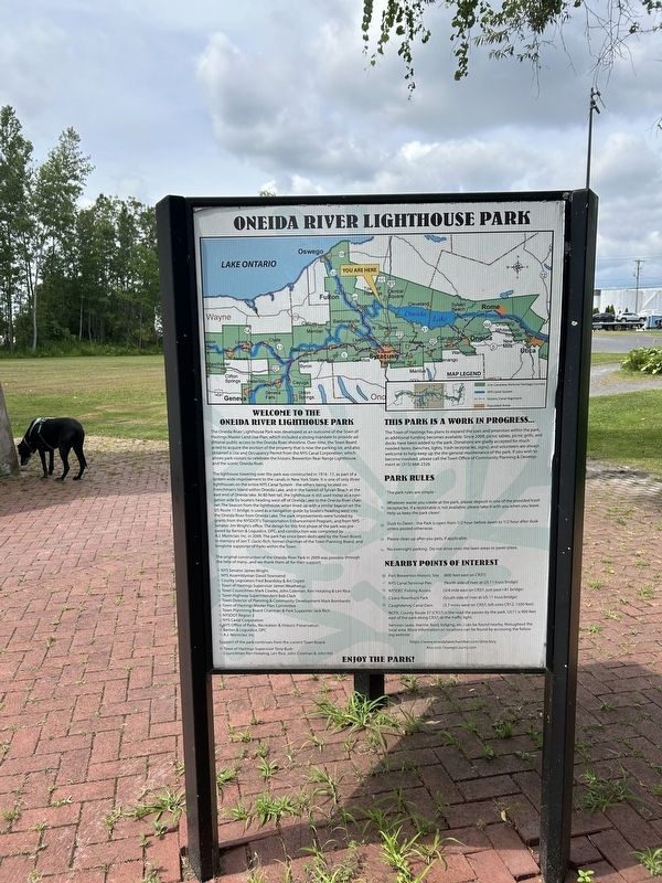Onedia River Lighthouse Park side of marker image. Click for full size.