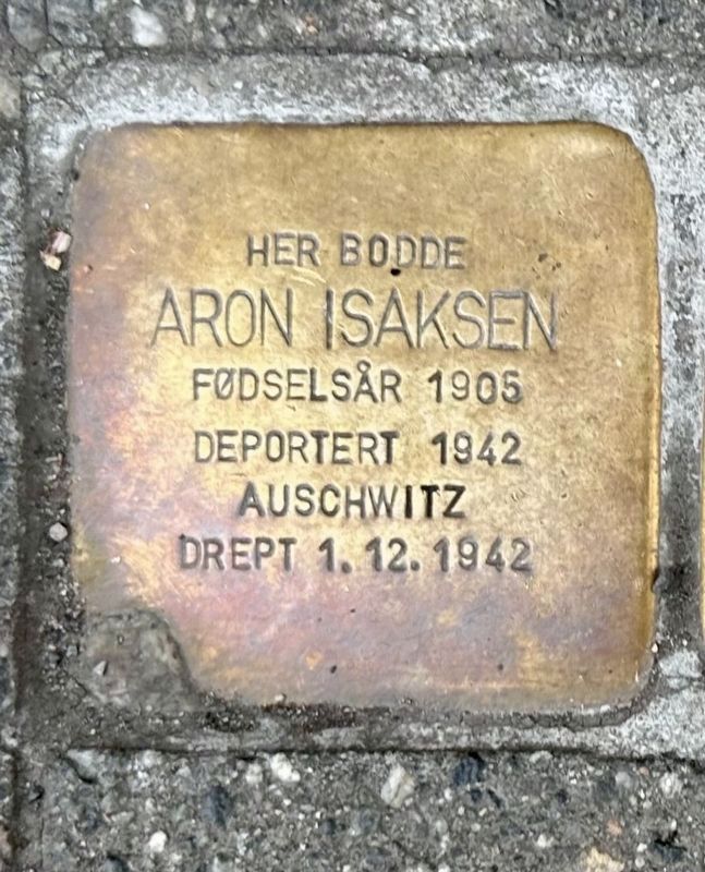 Aron Isaksen stolperstein image. Click for full size.