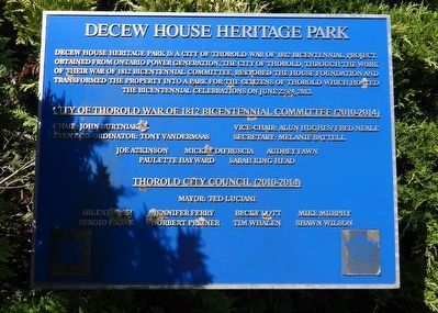 Decew House Heritage Park - Marker. Click for full size. Decew House Heritage Park - Marker image. Click for full size.