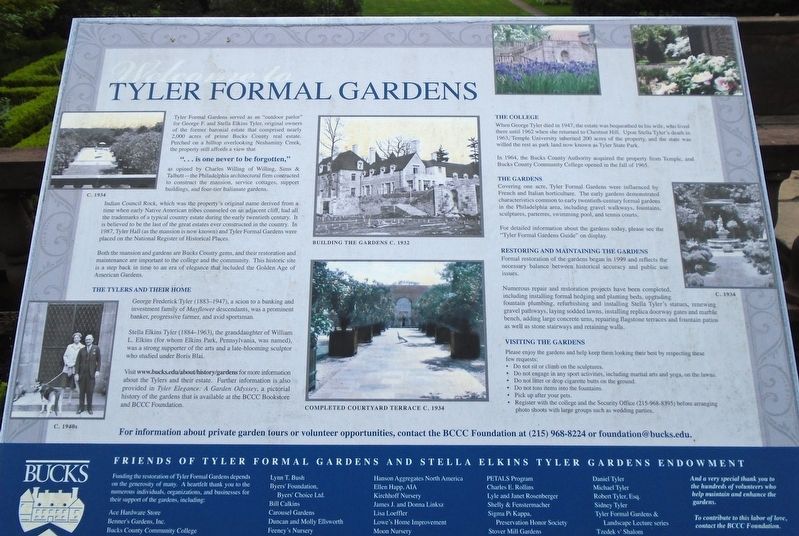<i>Welcome to</i> Tyler Formal Gardens Marker. Click for full size. <i>Welcome to</i> Tyler Formal Gardens Marker image. Click for full size.