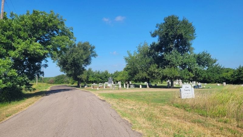 The view of the Lane Cemetery and Marker from the street image. Click for full size.