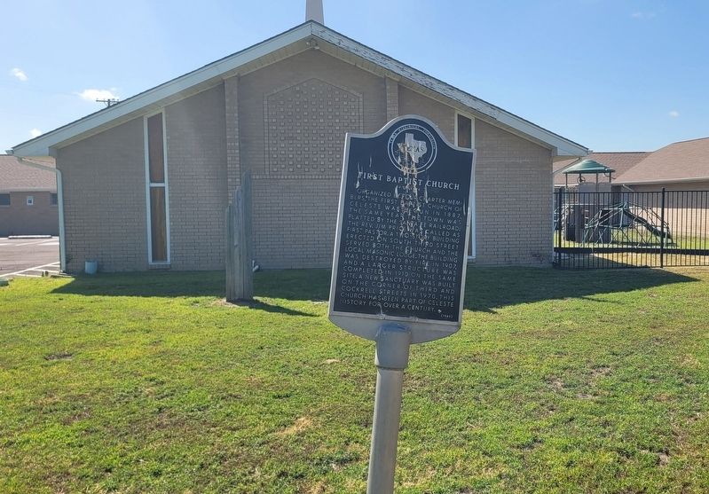 First Baptist Church of Celeste and Marker image. Click for full size.