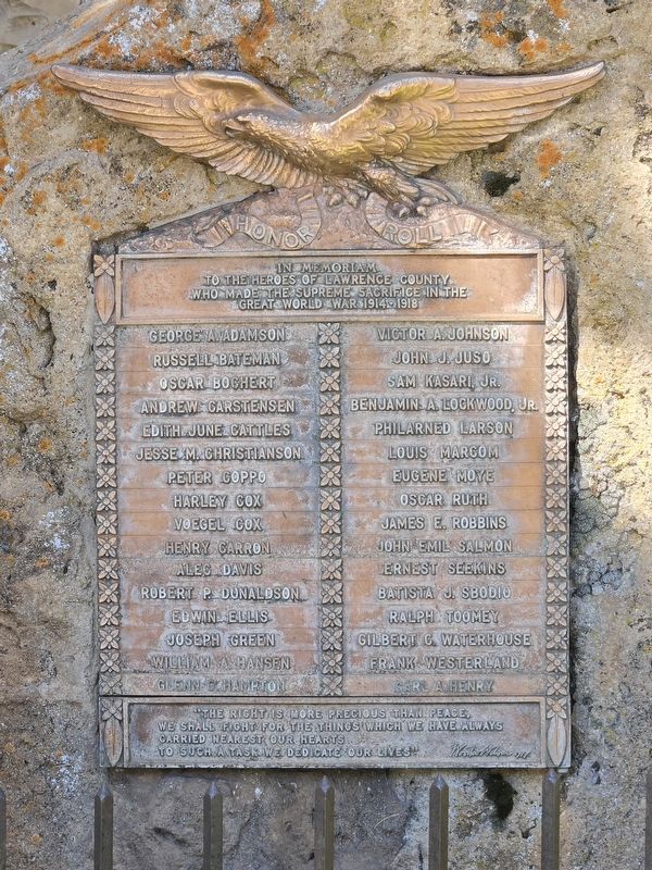 Lawrence County Great World War Honor Roll Marker image. Click for full size.