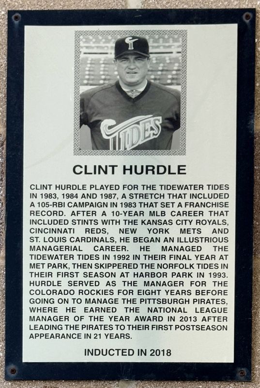 Clint Hurdle Marker. Click for full size. Clint Hurdle Marker image. Click for full size.