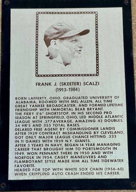 Frank J. (Skeeter) Scalzi Marker image. Click for full size.