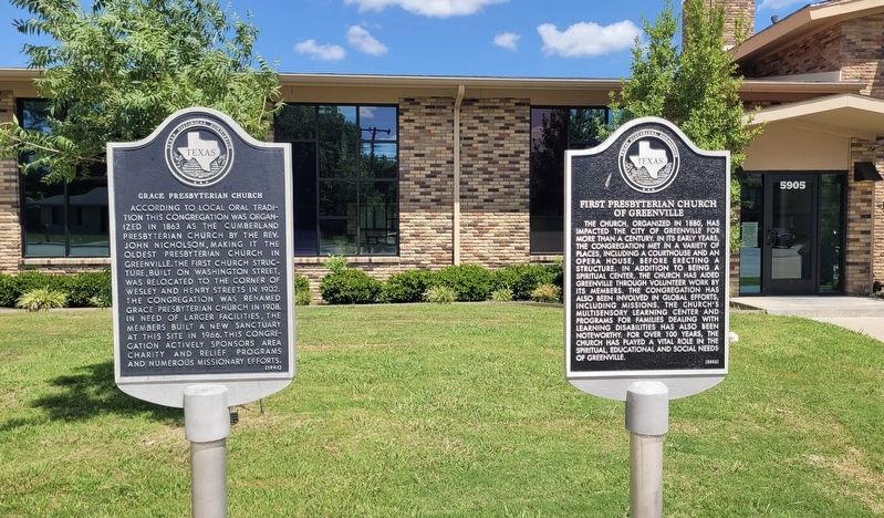 First Presbyterian Church of Greenville Marker (right side) image. Click for full size.