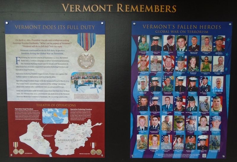 Vermont Remembers Marker image. Click for full size.