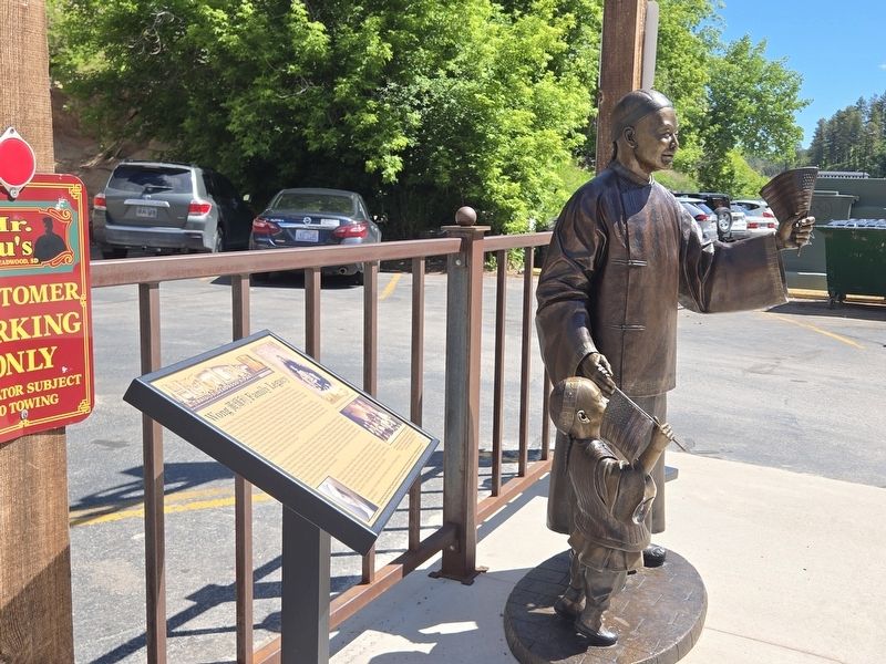 Wong Family Legacy Marker next to the Wrong Fee Lee statue image. Click for full size.