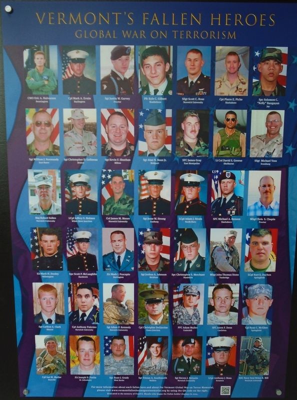 Vermont Remembers Vermont's Fallen Heroes Marker image. Click for full size.