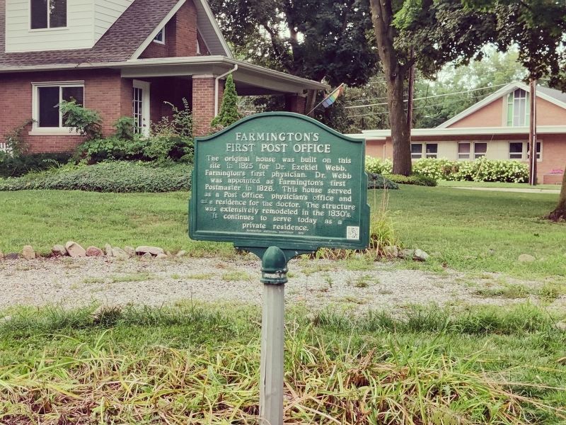 Farmington's First Post Office Marker image. Click for full size.
