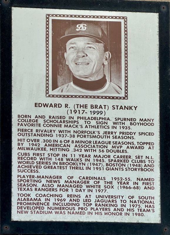 Eddie R. (The Brat) Stanky Marker image. Click for full size.