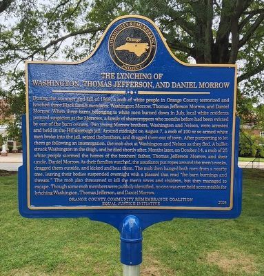 The Lynching of Washington, Thomas Jefferson, and Daniel Morrow Marker image. Click for full size.