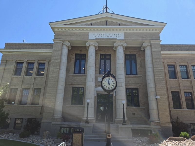 Platte County Courthouse front portico. Click for full size. Platte County Courthouse front portico image. Click for full size.