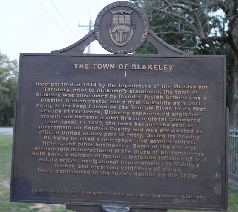 The Town of Blakeley Marker image. Click for full size.