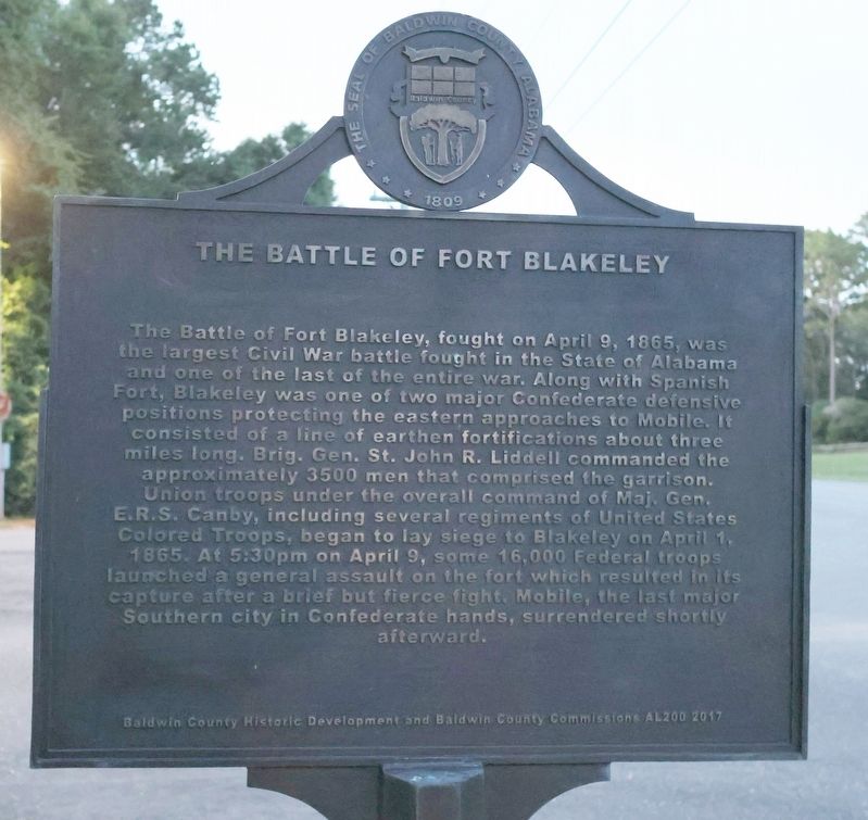 The Battle of Fort Blakeley Marker image. Click for full size.