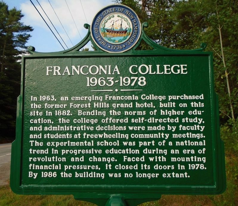 Franconia College Marker. Click for full size. Franconia College Marker image. Click for full size.