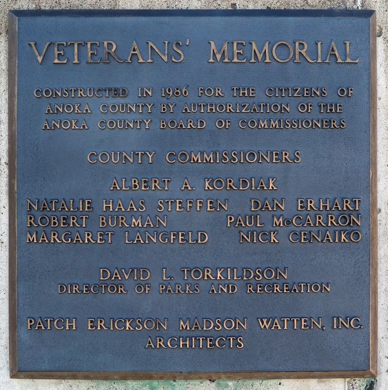 Anoka County Veterans' Memorial plaque image. Click for full size.