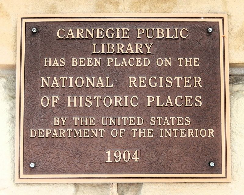 Carnegie Public Library Marker image. Click for full size.