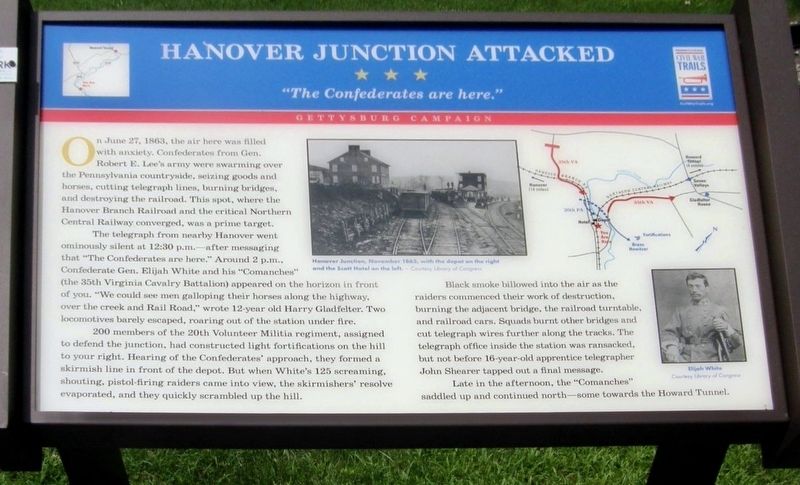 Hanover Junction Attacked wayside image. Click for full size.