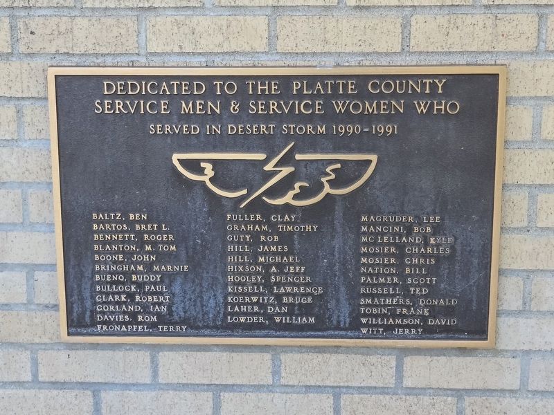 Dedicated to the Platte County Service Men and Service Women Marker, Side Two. Click for full size. Dedicated to the Platte County Service Men and Service Women Marker, Side Two image. Click for full size.